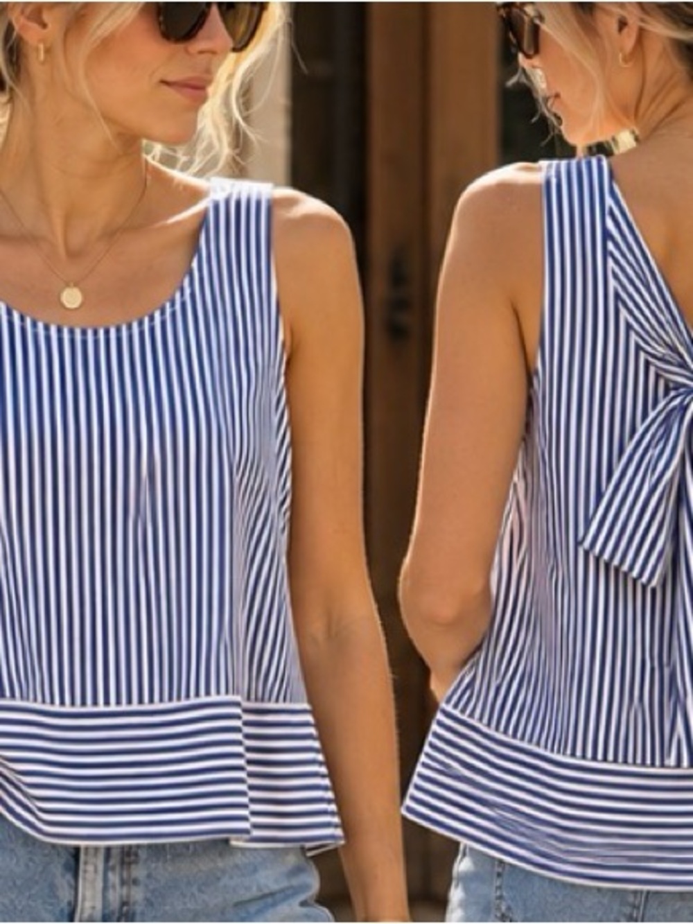 Vineyard Vines Navy & White Striped Tie-Back Tank